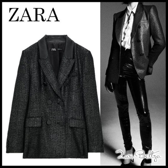 zara combination textured blazer